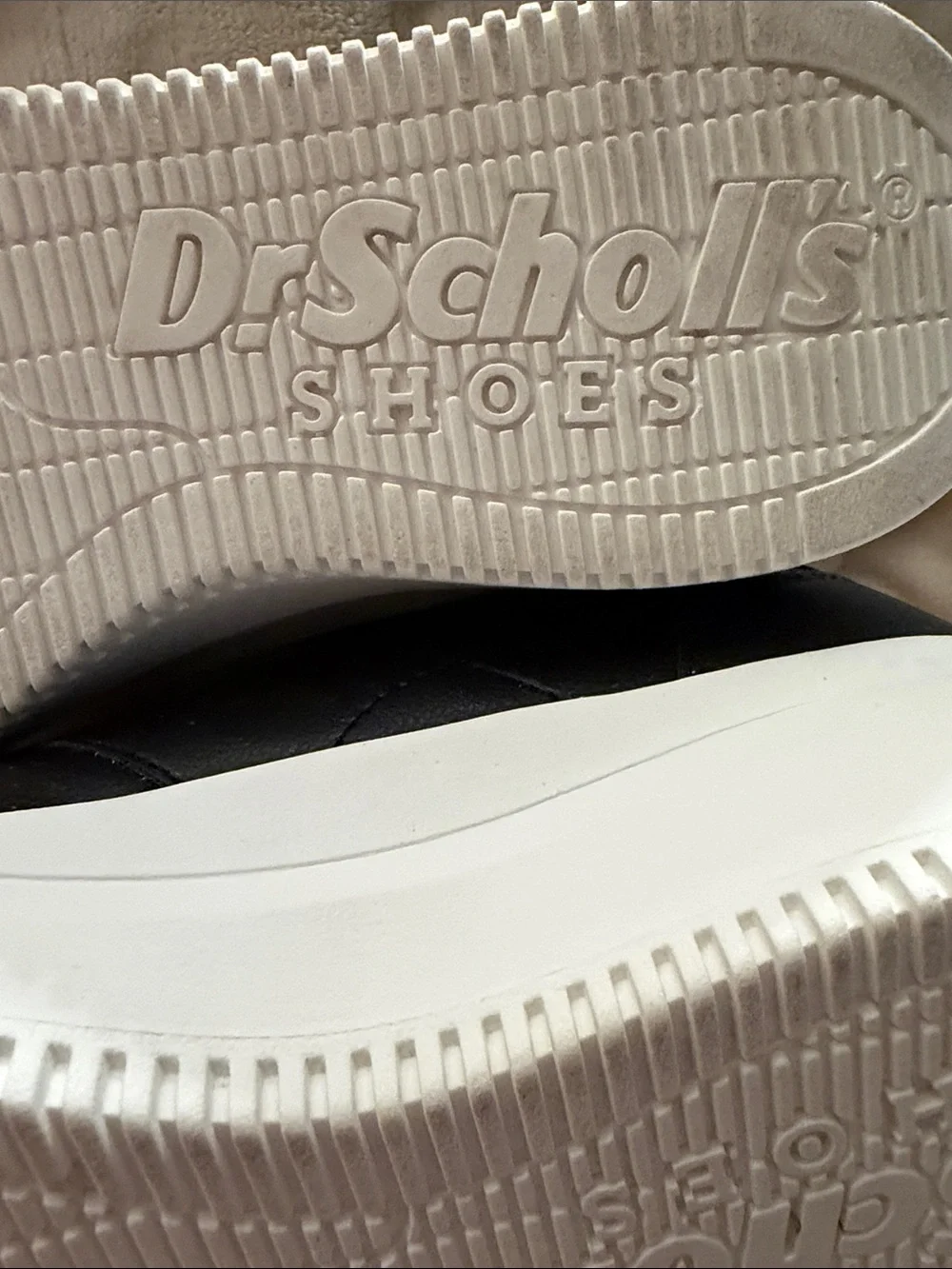 Dr. Scholl's Black Faux Leather Low-Top Sneakers with 2-inch White Platform